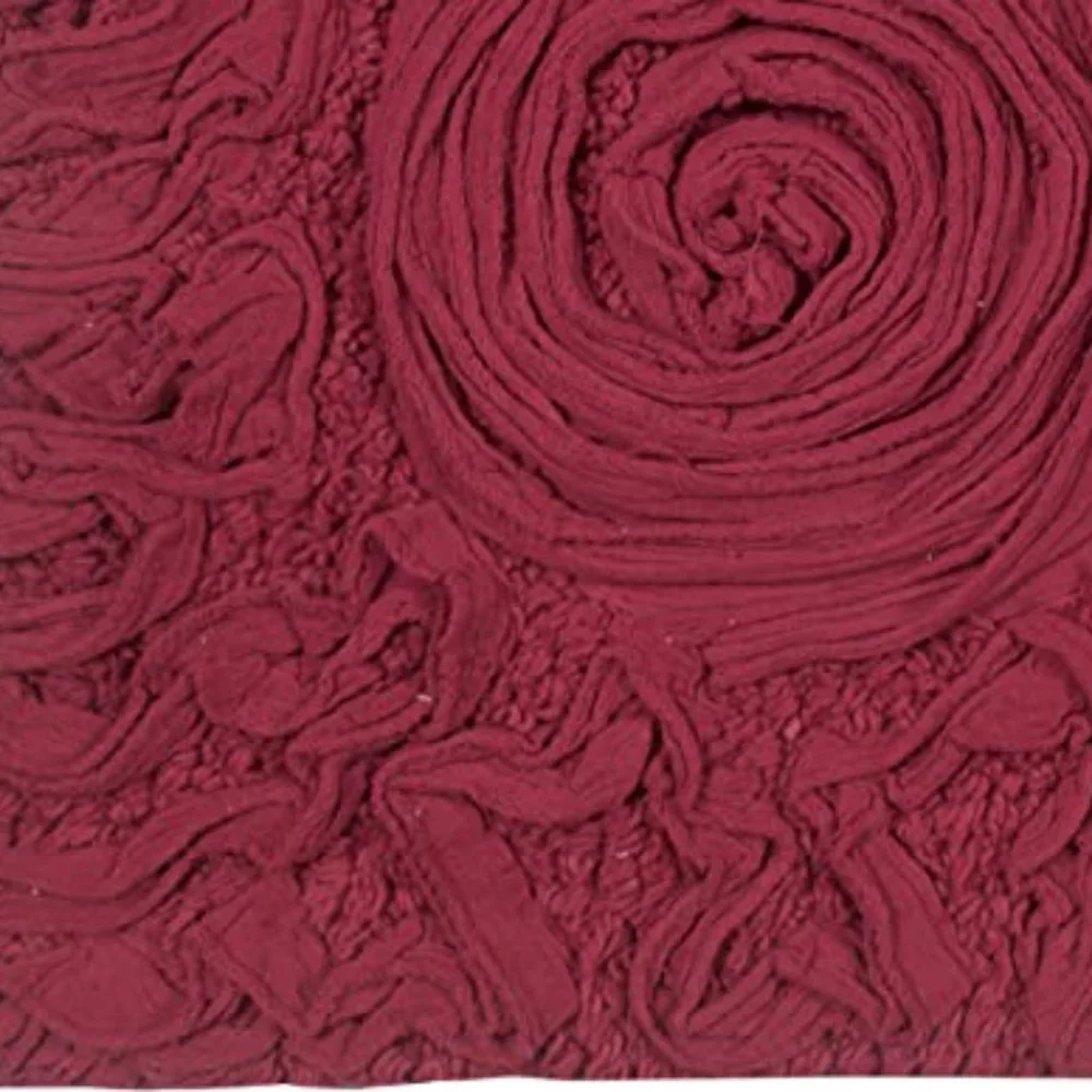 *CLEARANCE* Home Weavers Bell Flower Collection Cotton, Soft toil Rug Red